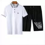 ea7 armani ensembles de survetement manche courte mens shirt and short sets eagle logo blanc